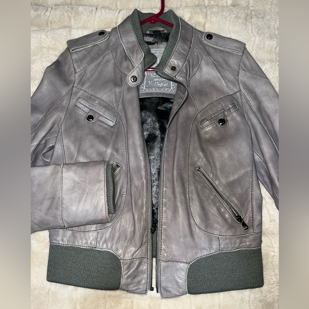 Guess Vintage Leather Jacket with Satin Lining